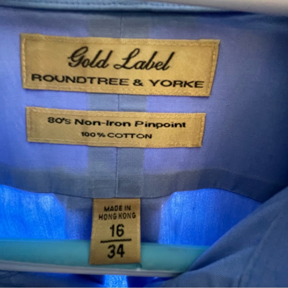 Roundtree & Yorke Light Blue Casual Button Down Shirt - Picture 3 of 5